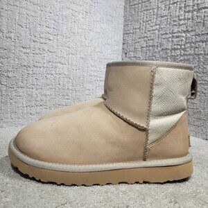 UGG Classic Mini Snake II Women's Size 7 US Beige Leather Lined Boots 1017914